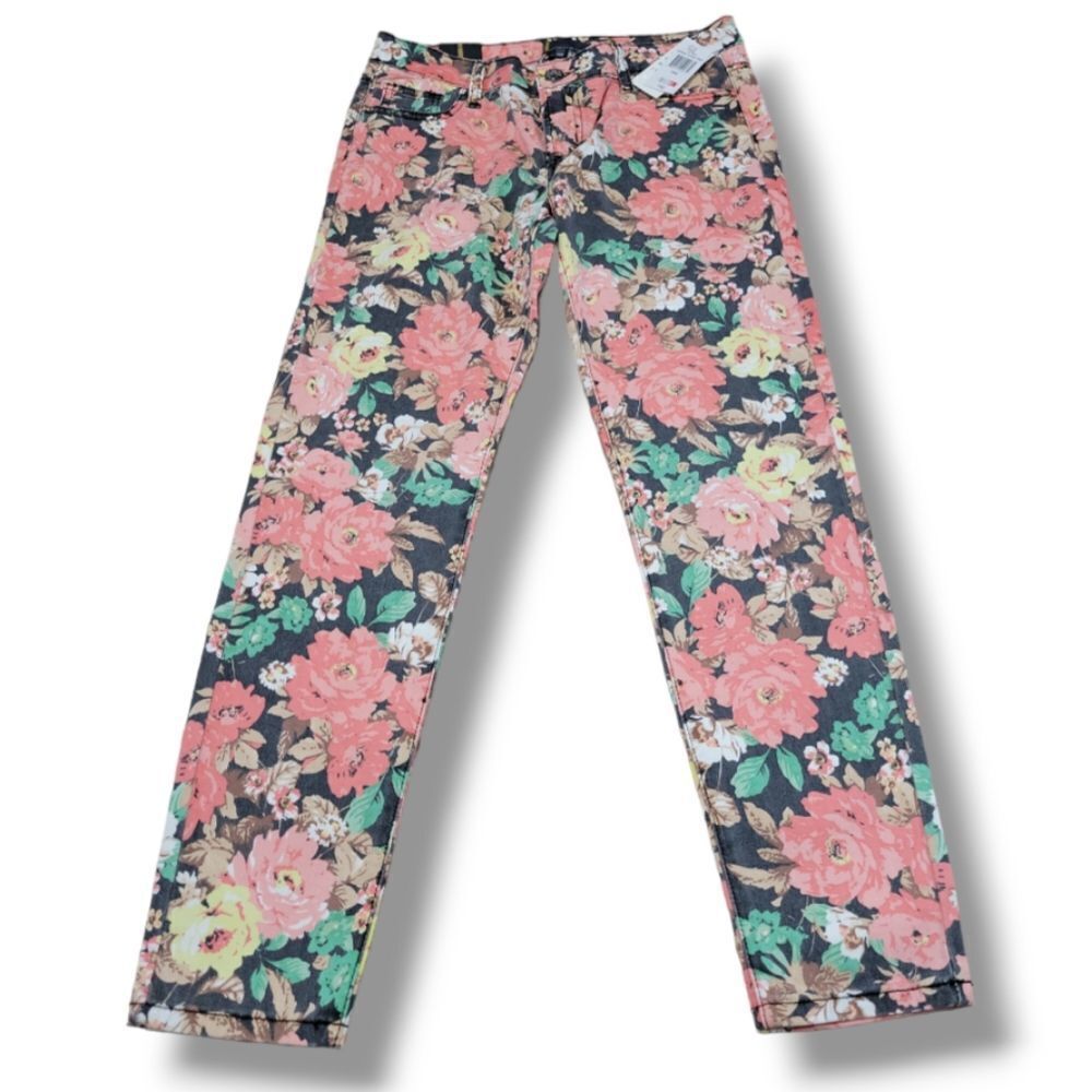 i jeans by Buffalo Floral Skinny Jeans - Pink & Green on Black